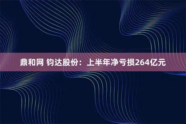 鼎和网 钧达股份：上半年净亏损264亿元