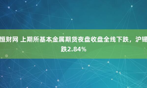 恒财网 上期所基本金属期货夜盘收盘全线下跌，沪锡跌2.84%